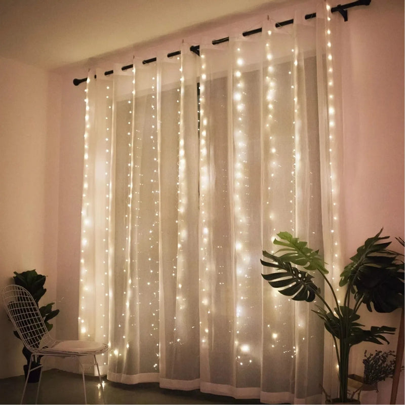 Cortinas com luz LED para decoração