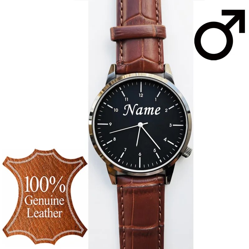 Relógio de pulso personalizado masculino e feminino, personalizado, gravado com