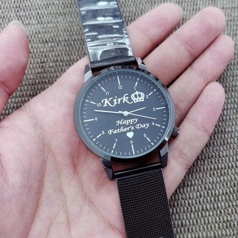 Relógio de pulso personalizado masculino e feminino, personalizado, gravado com