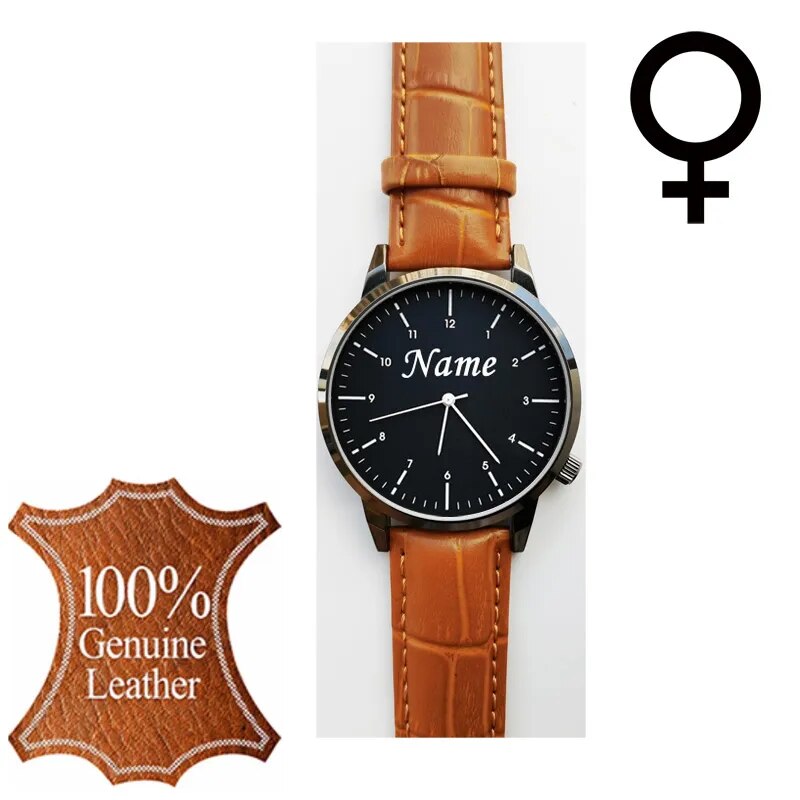 Relógio de pulso personalizado masculino e feminino, personalizado, gravado com