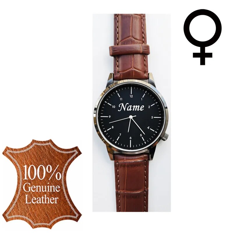 Relógio de pulso personalizado masculino e feminino, personalizado, gravado com